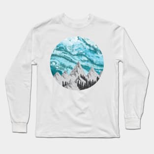 Mountain Galaxy Sticker- Trendy Laptop Stickers- Cute Gifts- Mountains Long Sleeve T-Shirt
